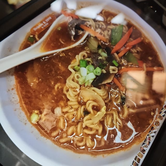 Spicy Beef Ramen Noodle Soup.